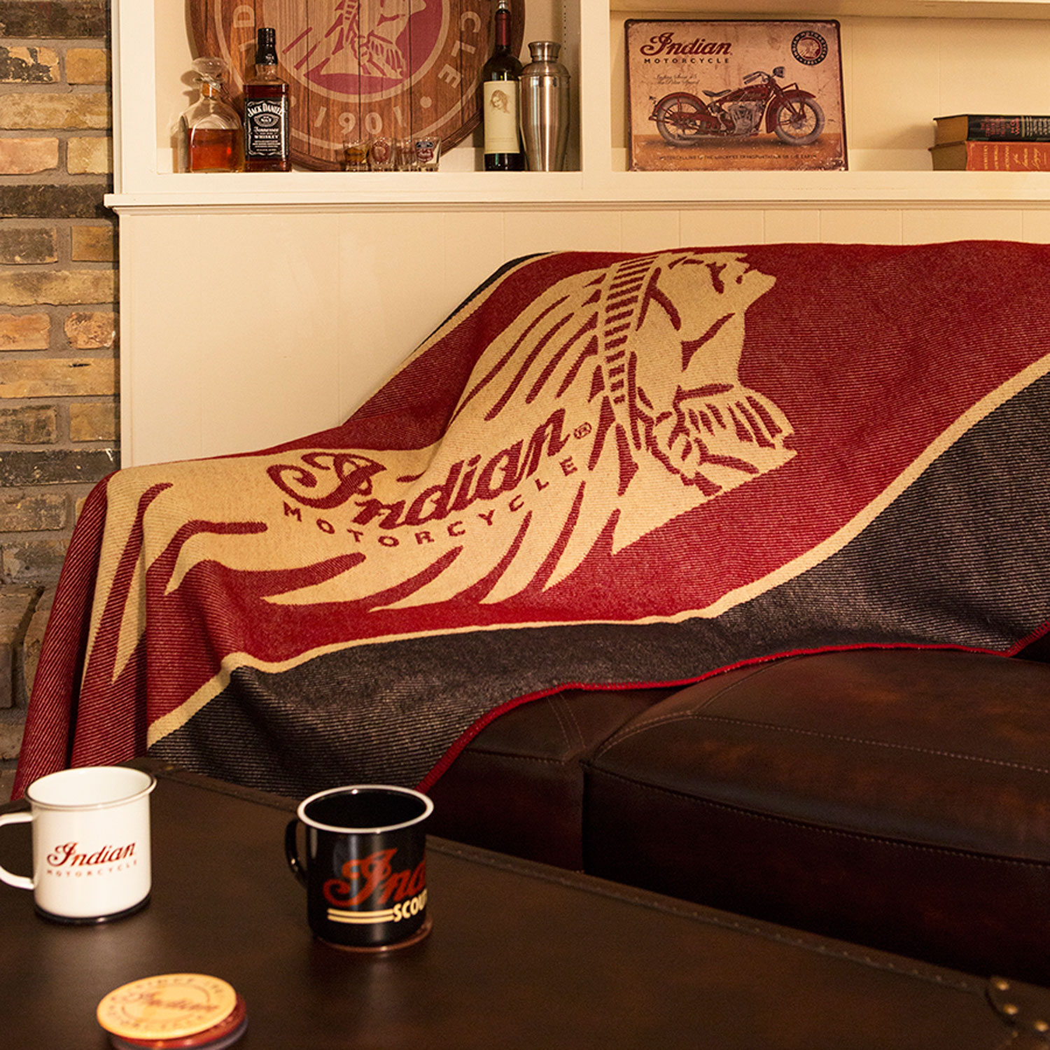 Indian motorcycle pläd ull