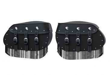 IndianSvarta Skinn sadelväskor med fransar