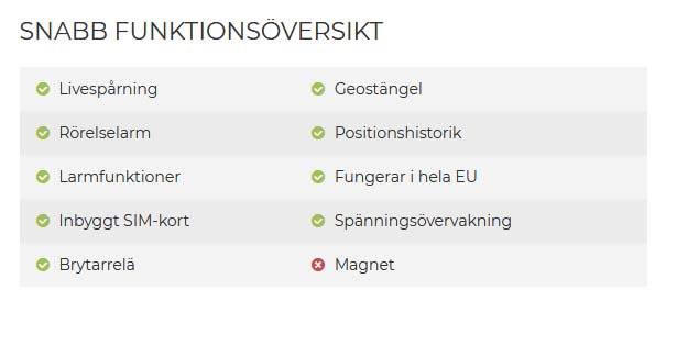 Swetrack Plus snabbfunktions översikt