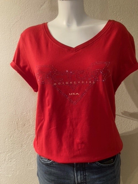 Victory Dmante red vneck tee 2863796
