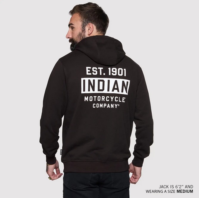 Indian Est 1901 Indian Motorcycle Hoodie, Black rygg