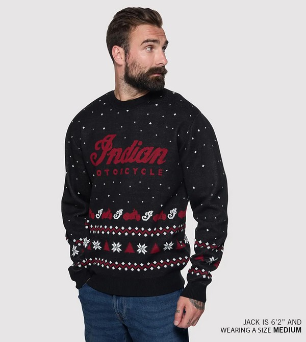 Unisex Script Holiday Sweater, Black man