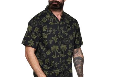 Men's Palm Print Script Icon Shirt, Green