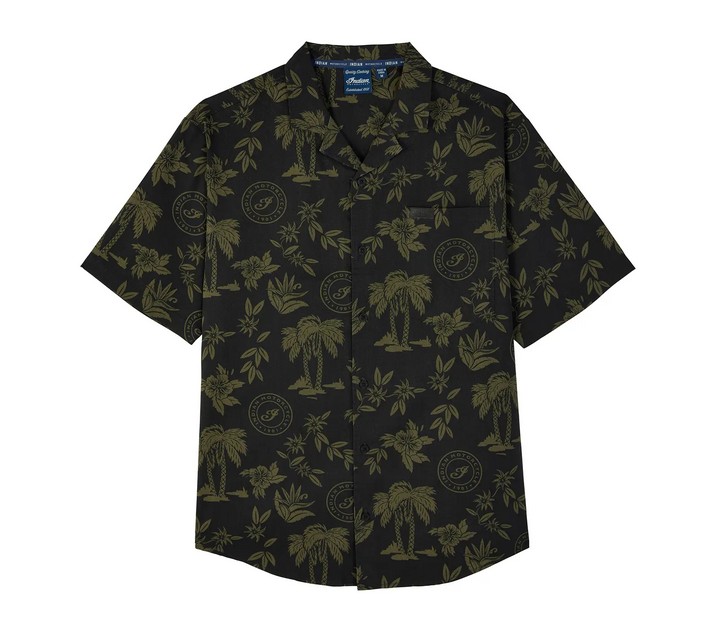 Men's Palm Print Script Icon Shirt, Green fram