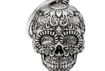 Guardian Bell 3D Skull BikerWith Flowers Mexican Candy